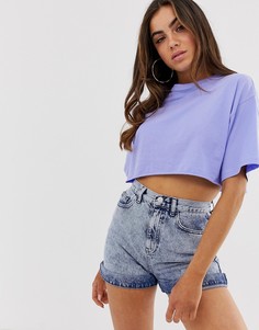 Сиреневая укороченная футболка с необработанными краями ASOS DESIGN - Фиолетовый
