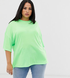 Неоново-зеленая выбеленная oversize-футболка ASOS DESIGN Curve - Зеленый