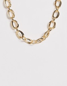 Золотистое ожерелье с крупными звеньями Pieces - Золотой