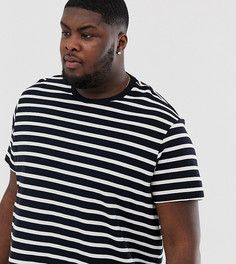 Темно-синяя футболка в полоску Burton Menswear Big & Tall - Темно-синий