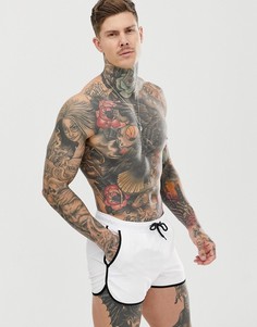 Белые шорты для плавания с контрастной черной отделкой ASOS DESIGN - Белый