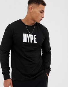 Лонгслив с логотипом Hype - Черный