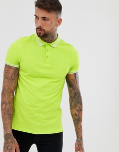 Зеленая футболка-поло из ткани пике с кантом ASOS DESIGN - Зеленый