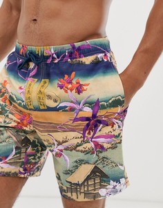 Шорты для плавания средней длины с цветочным принтом ASOS DESIGN - Мульти