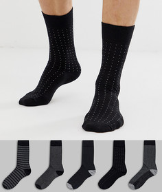 Набор из 5 пар носков с принтом New Look - Черный