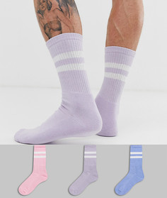 Набор из 3 пар спортивных носков пастельного цвета New Look - Мульти