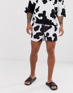 Короткие шорты для плавания с монохромным принтом ASOS DESIGN - Белый