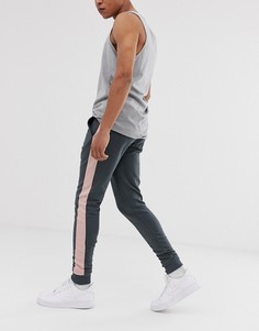 Черные джоггеры скинни с полосой по бокам ASOS DESIGN - Черный