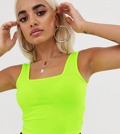 Неоново-желтый кроп-топ на бретельках с квадратным вырезом ASOS DESIGN Petite - Желтый