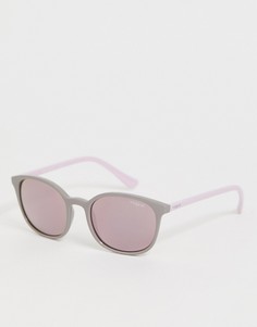 Солнцезащитные очки в серой оправе с розовыми стеклами в стиле ретро Vogue - Мульти
