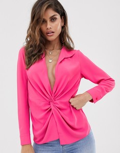 Рубашка с длинными рукавами и декоративным узлом ASOS DESIGN - Розовый