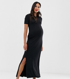 Черное платье-футболка макси New Look Maternity - Черный