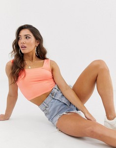 Коралловый кроп-топ на бретелях с квадратным вырезом ASOS DESIGN - Розовый