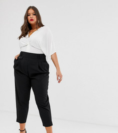 Свободные брюки с завышенной талией ASOS DESIGN Curve - Черный
