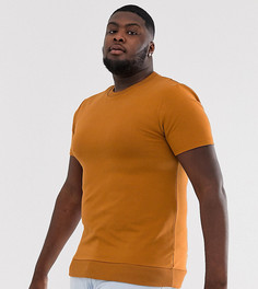 Облегающий свитшот рыже-коричневого цвета с короткими рукавами ASOS DESIGN Plus - Коричневый