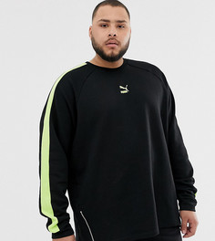 Черный свитшот с молниями по бокам и неоновыми лентами Puma - Plus эксклюзивно на ASOS - Черный