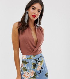 Боди с присборенной отделкой ASOS DESIGN Tall - Коричневый