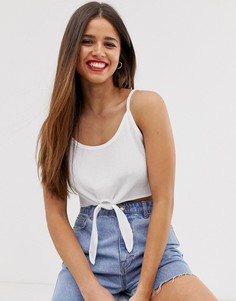 Кроп-топ из вафельного трикотажа с завязкой ASOS DESIGN - Белый