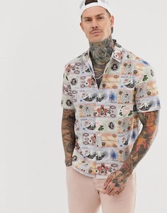 Oversize-рубашка с короткими рукавами и принтом с изображением денег в винтажном стиле ASOS DESIGN - Белый