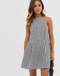 Сарафан мини в клетку с глубоким вырезом на спине ASOS DESIGN - Мульти