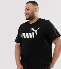 Черная футболка с большим логотипом Puma - PLUS Essentials - Черный