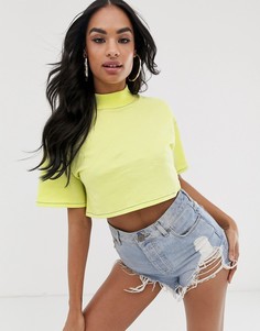 Короткая футболка с высоким воротом ASOS DESIGN - Зеленый