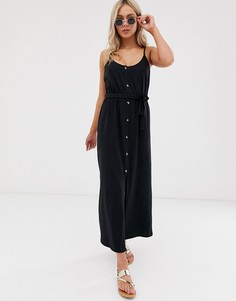 Платье макси с пуговицами и поясом ASOS DESIGN - Черный