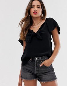 Черный топ с узлом River Island - Розовый