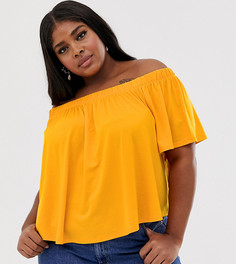 Желтый свободный топ с открытыми плечами ASOS DESIGN Curve - Желтый