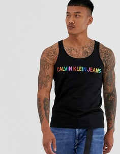 Черная майка с радужным логотипом Calvin Klein Jeans Pride - Черный