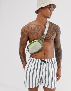 Короткие шорты для плавания цвета хаки в полоску ASOS DESIGN - Мульти