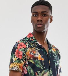 Трикотажная рубашка с цветочно-тигровым принтом Burton Menswear Big & Tall - Мульти