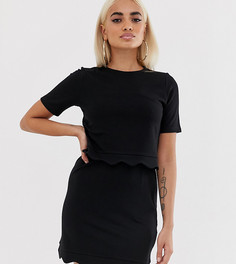 Платье мини с кроп-топом и фигурным краем ASOS DESIGN Petite - Черный
