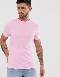 Розовая обтягивающая футболка с круглым вырезом River Island - Розовый