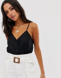 Льняной топ на бретелях ASOS DESIGN - Черный