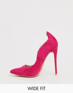 Остроносые туфли на каблуке цвета фуксия для широкой стопы Lost Ink Abi - Розовый