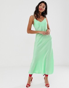 Зеленое платье-комбинация макси Miss Selfridge - Зеленый