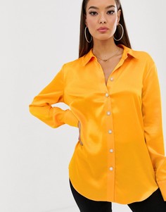 Оранжевая атласная рубашка River Island - Оранжевый