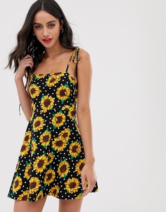 Платье мини с квадратным вырезом и завязывающимися бретельками ASOS DESIGN - Мульти
