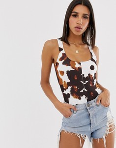 Боди с молнией спереди и пятнистым принтом Missguided - Мульти