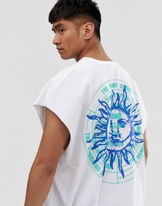 Длинная oversize-футболка с принтом на груди и спине ASOS DESIGN - Белый