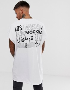 Длинная oversize-футболка с принтом на спине ASOS DESIGN - Белый