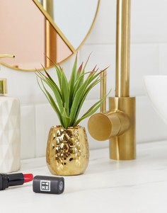Золотистый горшок для цветов с искусственным растением Candlelight - Золотой