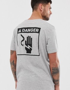 Серая футболка с принтом на спине Bershka - Серый