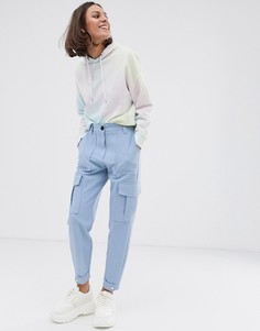 Голубые брюки с карманами Bershka - Синий