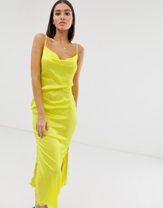 Атласное платье-комбинация с кружевной отделкой Missguided - Мульти