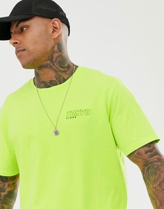 Неоново-желтая свободная футболка Bershka Join Life - Желтый