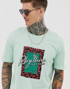 Футболка светло-бирюзового цвета с принтом Bershka - Зеленый