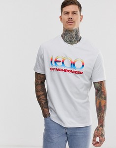 Белая футболка с принтом synchronizer Bershka - Белый
