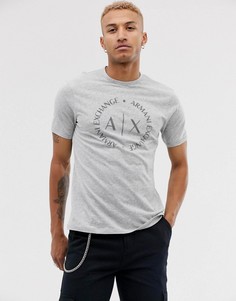 Серая футболка с круглым логотипом Armani Exchange - Серый